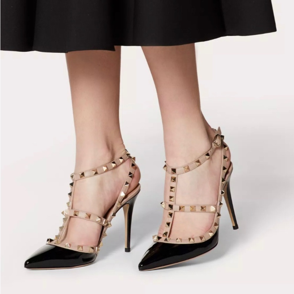 Valentino Patent Rockstud Caged Pump 100MM